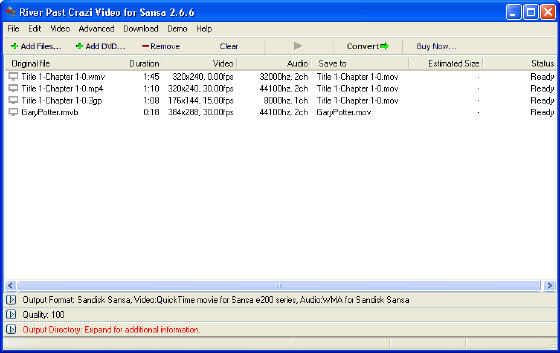 convert RMVB 3GP MP4 WMV to Sansa video