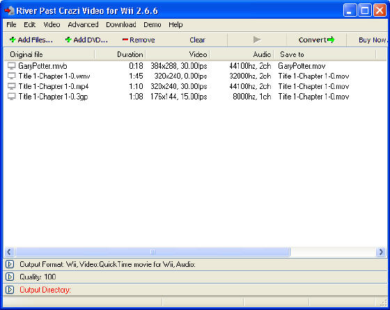 convert RMVB 3GP MP4 WMV to Wii video