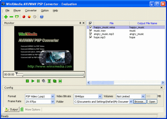 WinXMedia AVI/WMV PSP Converter
