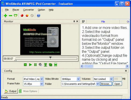 WinXMedia AVI/MPEG iPod Converter