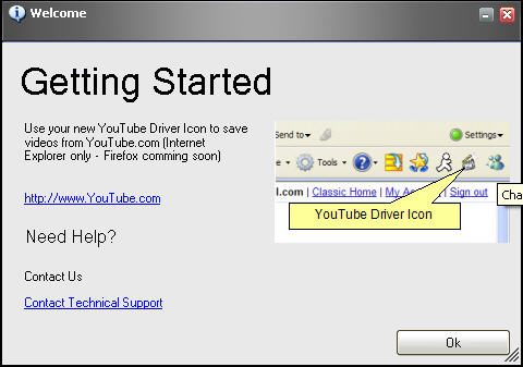 YouTube Driver - Main window