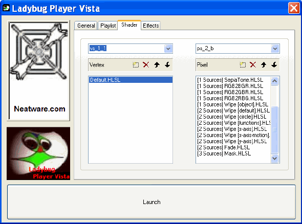 Main screen - Ladybug Player Vista