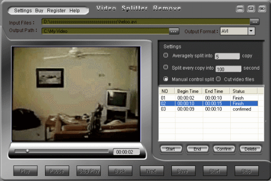 The Screenshot of Crystal Video Splitter Remove