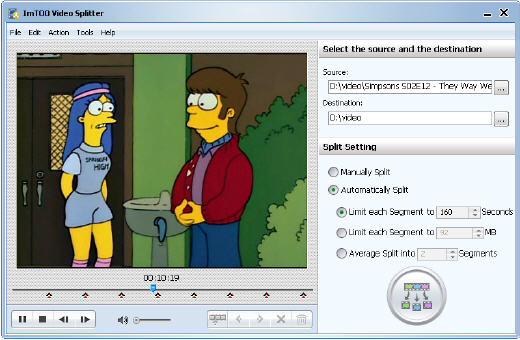 The Screenshot of ImTOO Video Splitter