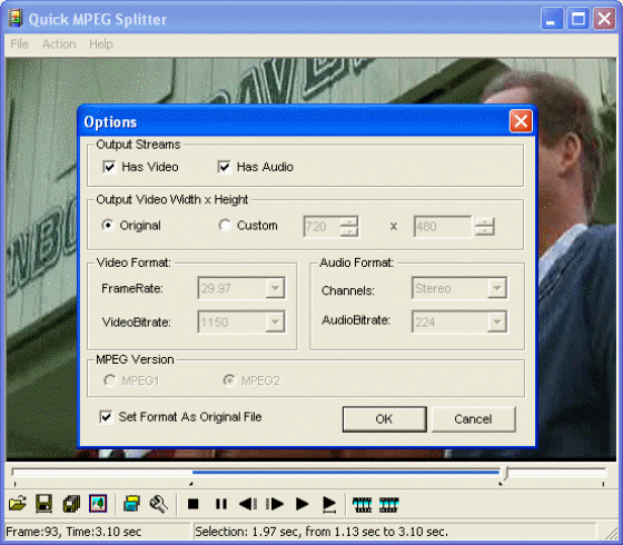 The Screenshot of Quick MPEG Splitter