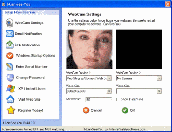 The Screenshot of WebCam Spy.