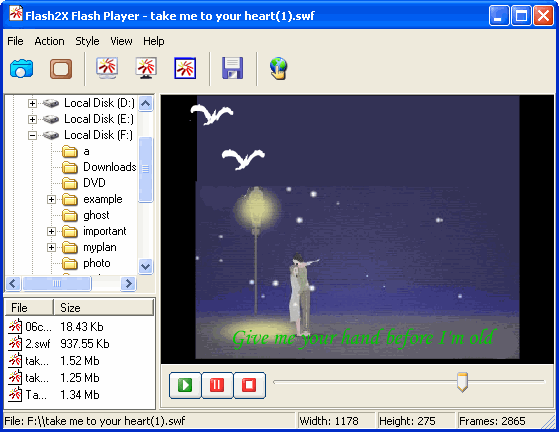 Main window - Flash2X Flash Player