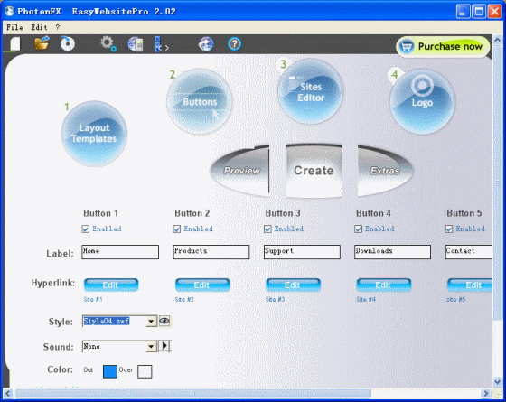 Button Editor - screenshot of Easy Website Pro