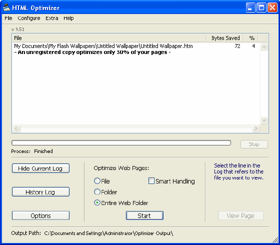 Main window - HTML-Optimizer