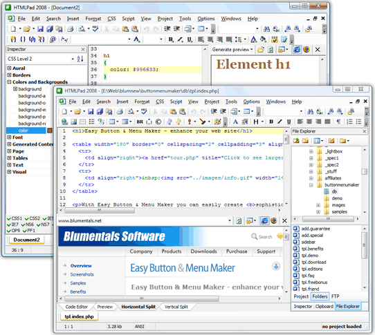 main window - screenshot of HTMLPad 2008 Pro