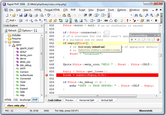 main window - screenshot of Rapid PHP 2008