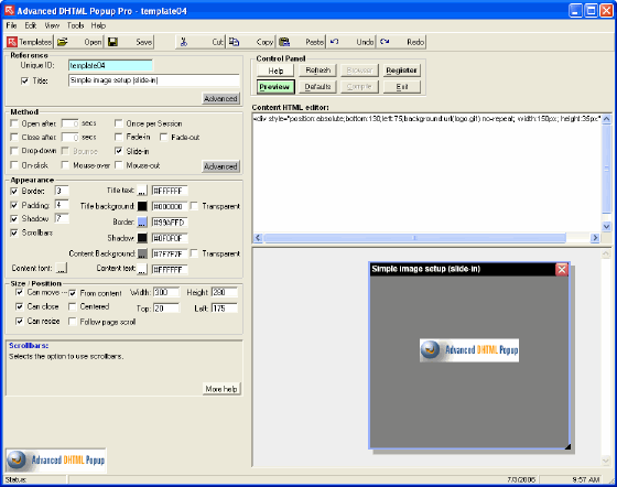 Advanced DHTML Popup Pro