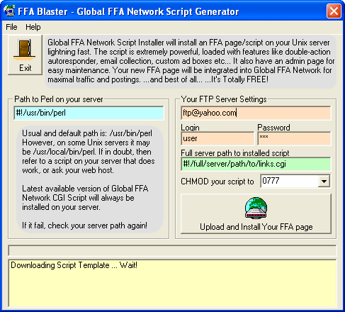 global FFA network script generator - FFA Blaster