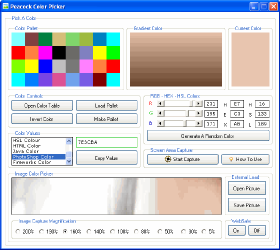 Main window - Peacock Color Picker