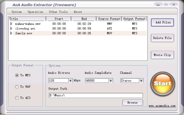AoA Audio Extractor free Version