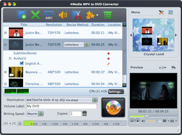 4Media MP4 to DVD Converter for Mac
