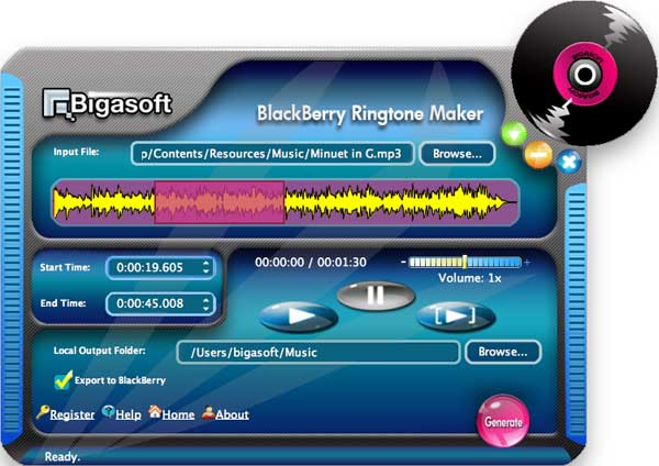 Bigasoft BlackBerry Ringtone Maker for Mac