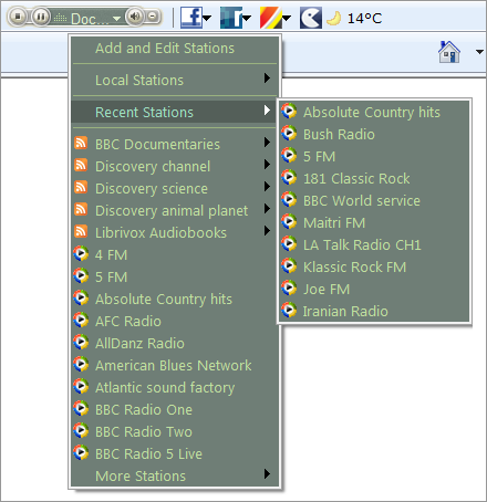 Streaming Internet Radio toolbar