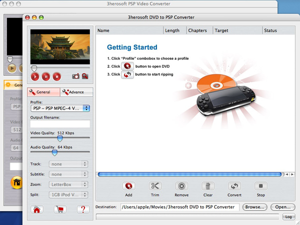 3herosoft DVD to PSP Suite for Mac