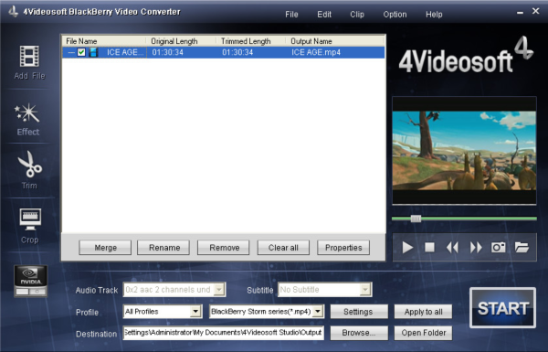4Videosoft BlackBerry Video Converter