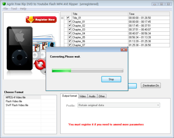 Agrin Free Rip DVD to Youtube FLASH MP4