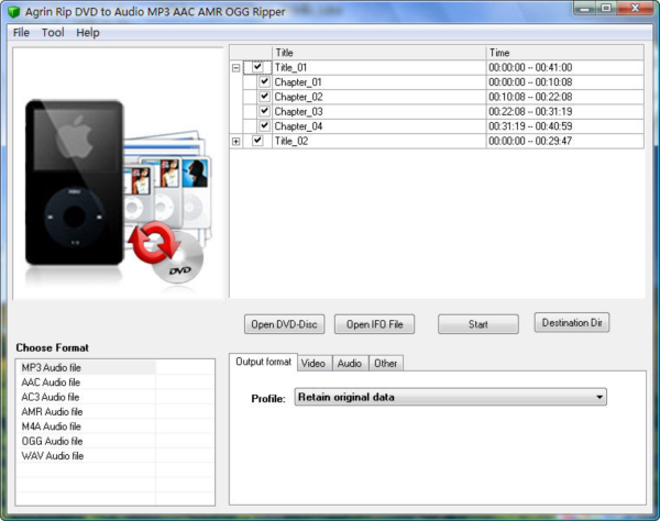 Agrin Rip DVD to Audio MP3 AAC Ripper