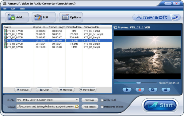 Aimersoft Video to Audio Converter