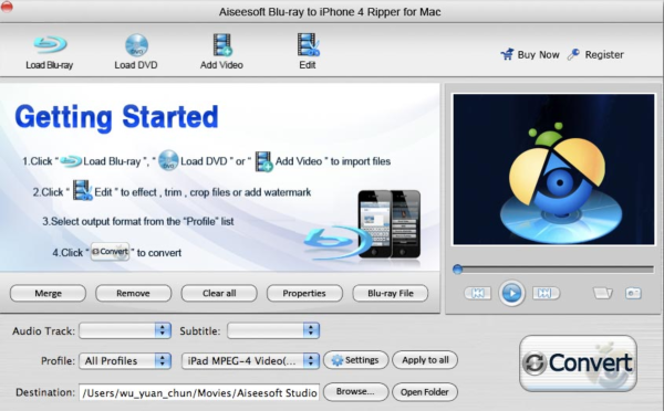 Aiseesoft Blu-ray to iPhone 4 Ripper for Mac