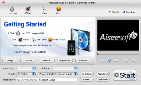 Aiseesoft DVD to iPhone 4 Converter for Mac