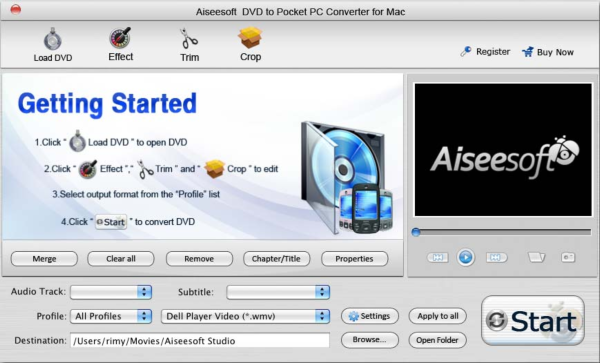 Aiseesoft Mac DVD to Pocket PC Converter