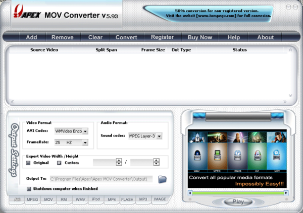 Apex MOV Video Converter