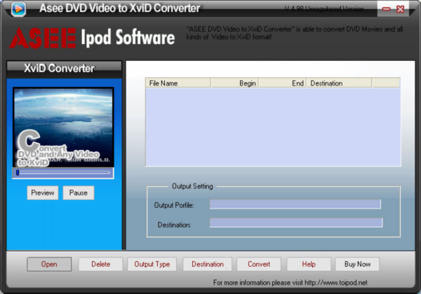 Asee DVD Video to XviD Converter