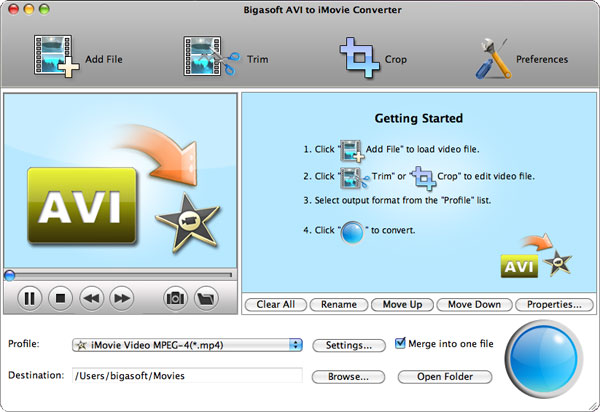 Bigasoft AVI to iMovie Converter for Mac