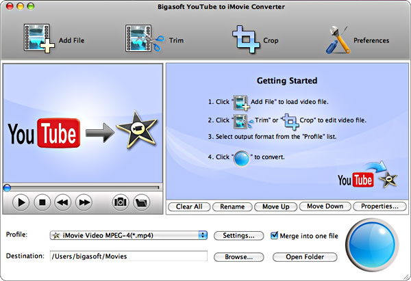 Bigasoft YouTube to iMovie Converter for Mac