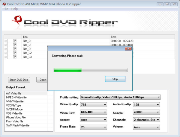 Cool DVD to AVI MPEG WMV MP4 Ripper