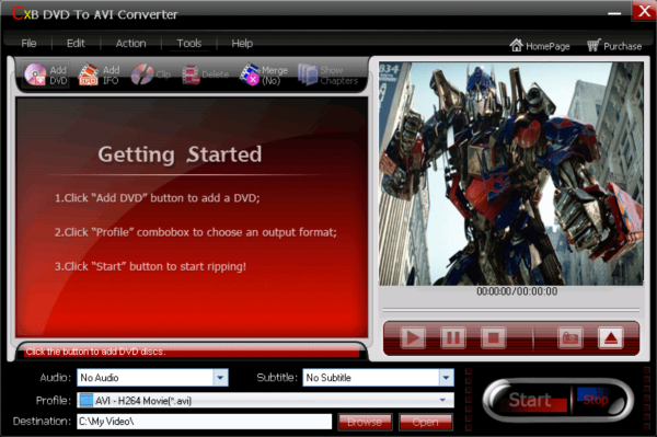 CXBSoft DVD To AVI Converter