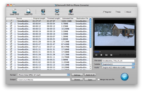 Daniusoft DVD to iPhone Converter Mac