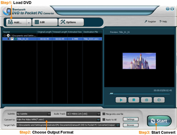 Daniusoft DVD to Pocket PC Converter