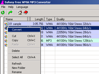 Eufony Free WMA MP3 Converter