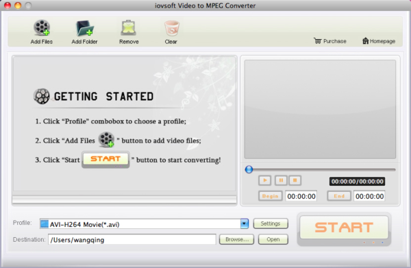 iovSoft Video to MPEG Converter for Mac