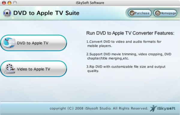 iSkysoft DVD to Apple TV Suite for Mac