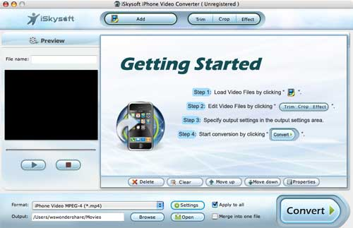 iSkysoft iPhone 3G Video Converter for Mac