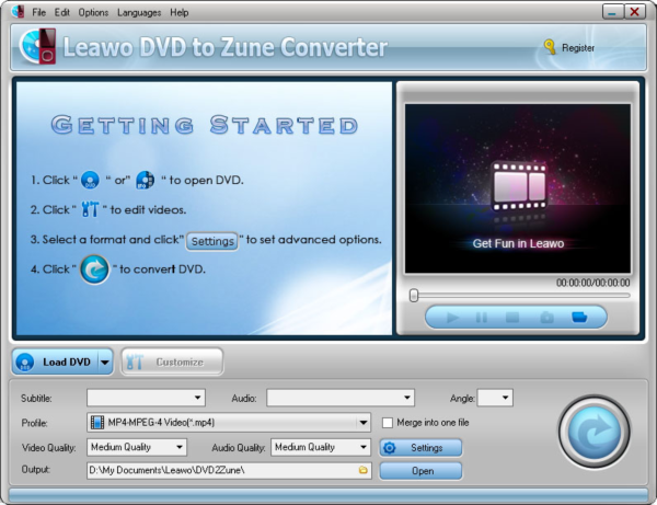Leawo DVD to Zune Converter