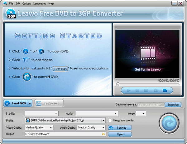 Leawo Free DVD to 3GP Converter