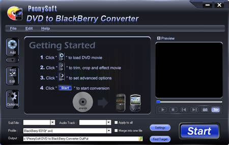 PeonySoft DVD to BlackBerry Converter