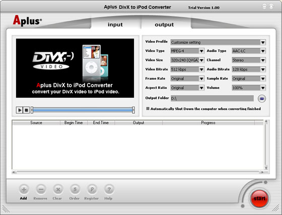 Aplus DivX to iPod Converter