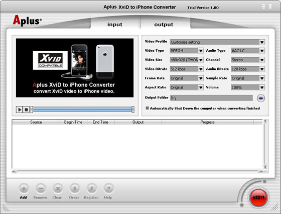 Aplus XviD to iPhone Converter
