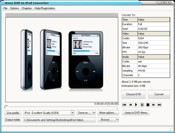 Avex DVD to iPod Converter