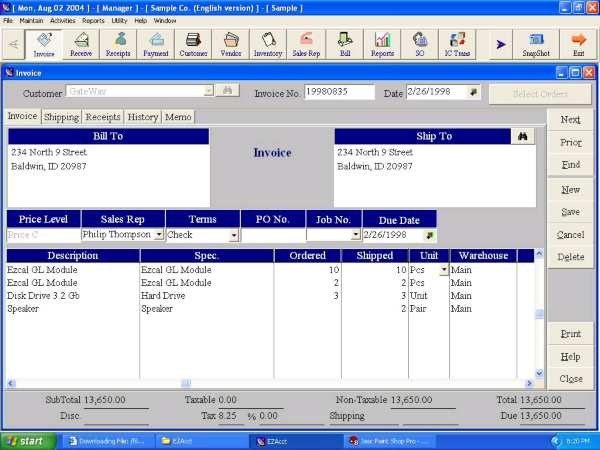 EZAcct accounting software