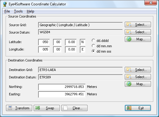 Eye4Software Coordinate Calculator
